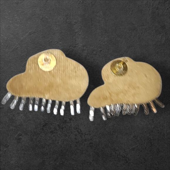 Embroidered Rhinestone Yeehaw White Cowgirl Hat Statement Earrings By Dos Femmes - Picture 5 of 6